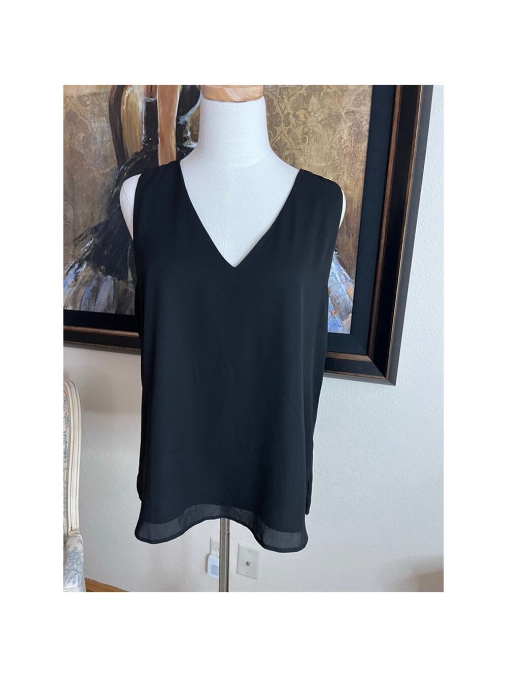 NWT NAF NAF Paris Black V-Neck Tank Top XL